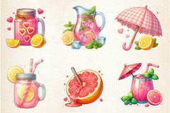 Pastel Pink Lemonade Summer Clipart Bundle - CraftNest - Digital Crafting and Art