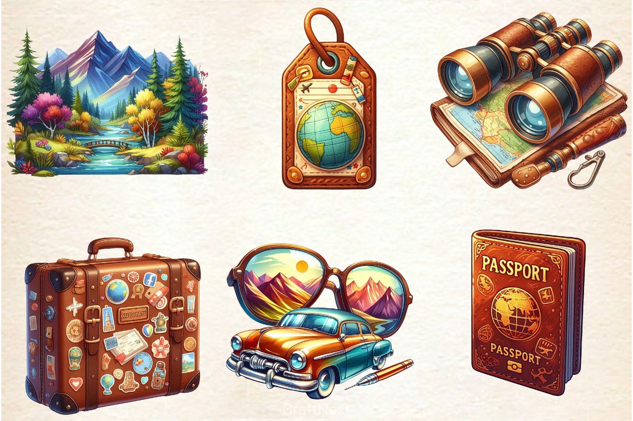 Vintage Travel Clipart Bundle 3 - CraftNest - Digital Crafting and Art