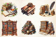 Old Library Clipart Bundle 2 - CraftNest - Digital Crafting and Art