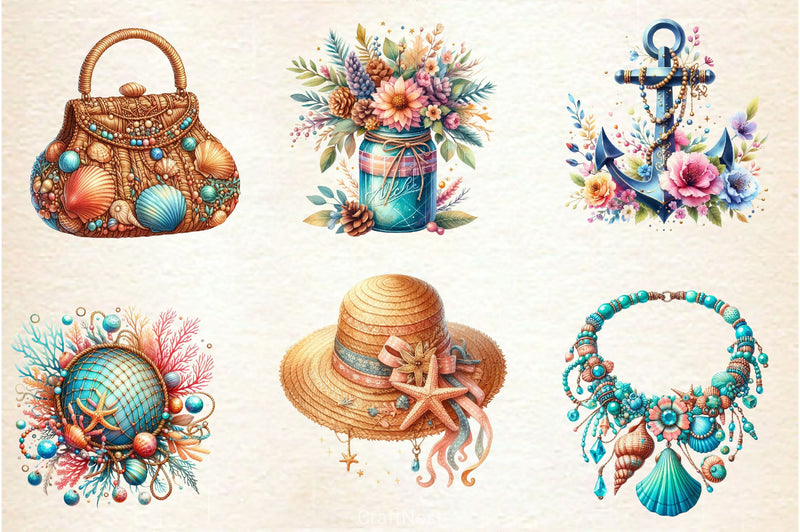 Ocean Boho Summer Clipart Bundle 2 - CraftNest - Digital Crafting and Art