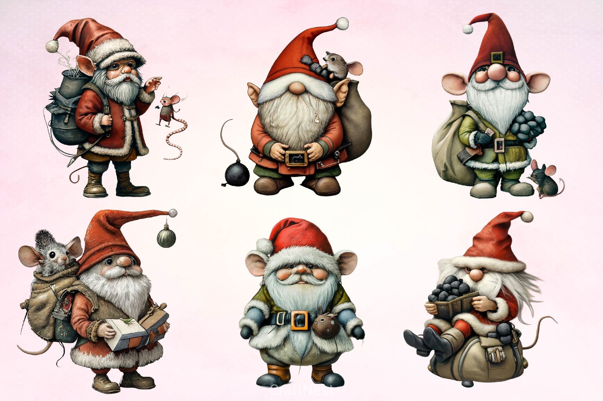 Christmas Gnome Clipart Bundle 6 - CraftNest - Digital Crafting and Art