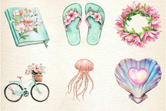 Blush Mint Summer Clipart Bundle - CraftNest - Digital Crafting and Art
