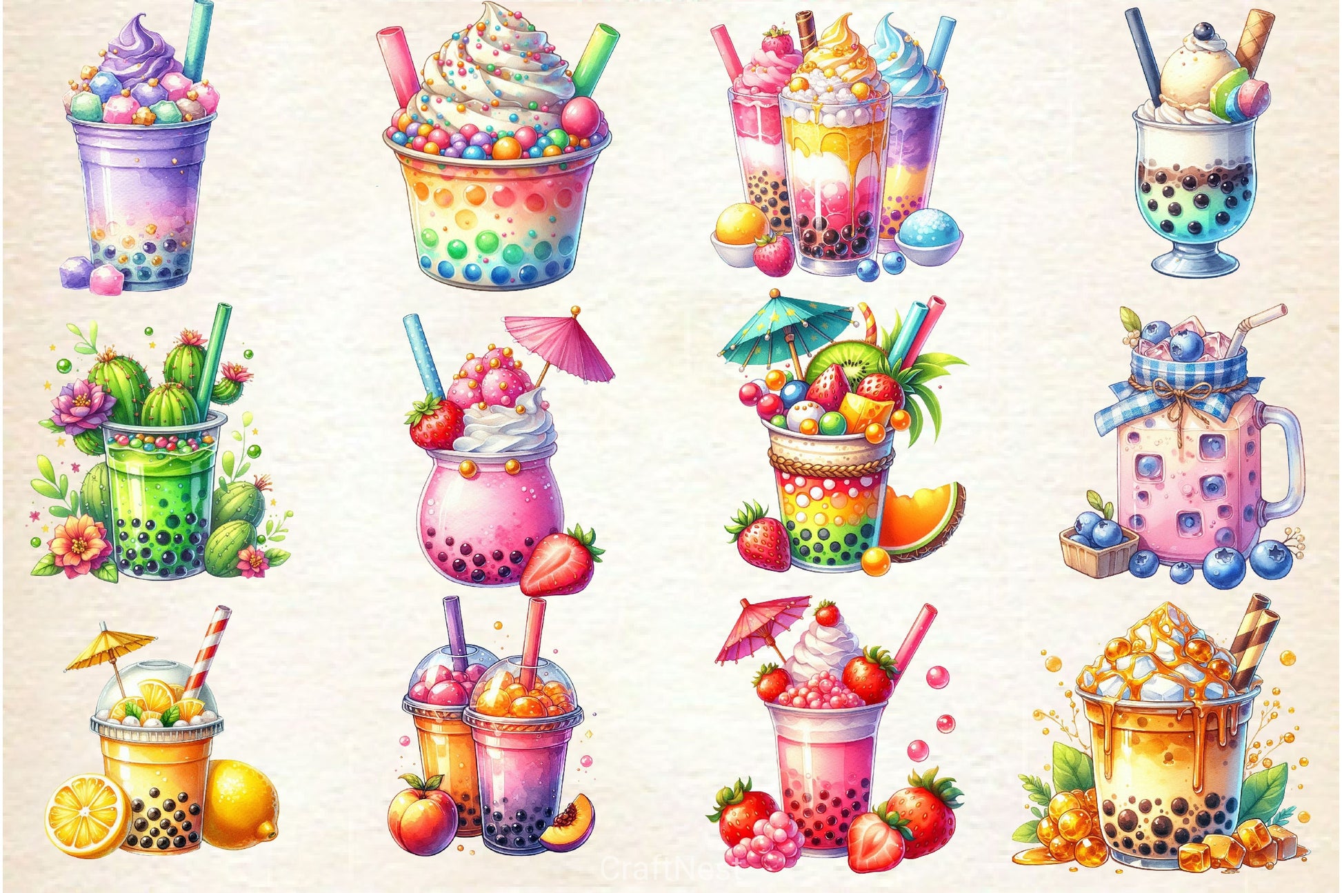 Summer Boba Tea Clipart Bundle - CraftNest - Digital Crafting and Art