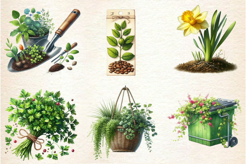 Spring Green Garden Clipart Bundle - CraftNest - Digital Crafting and Art