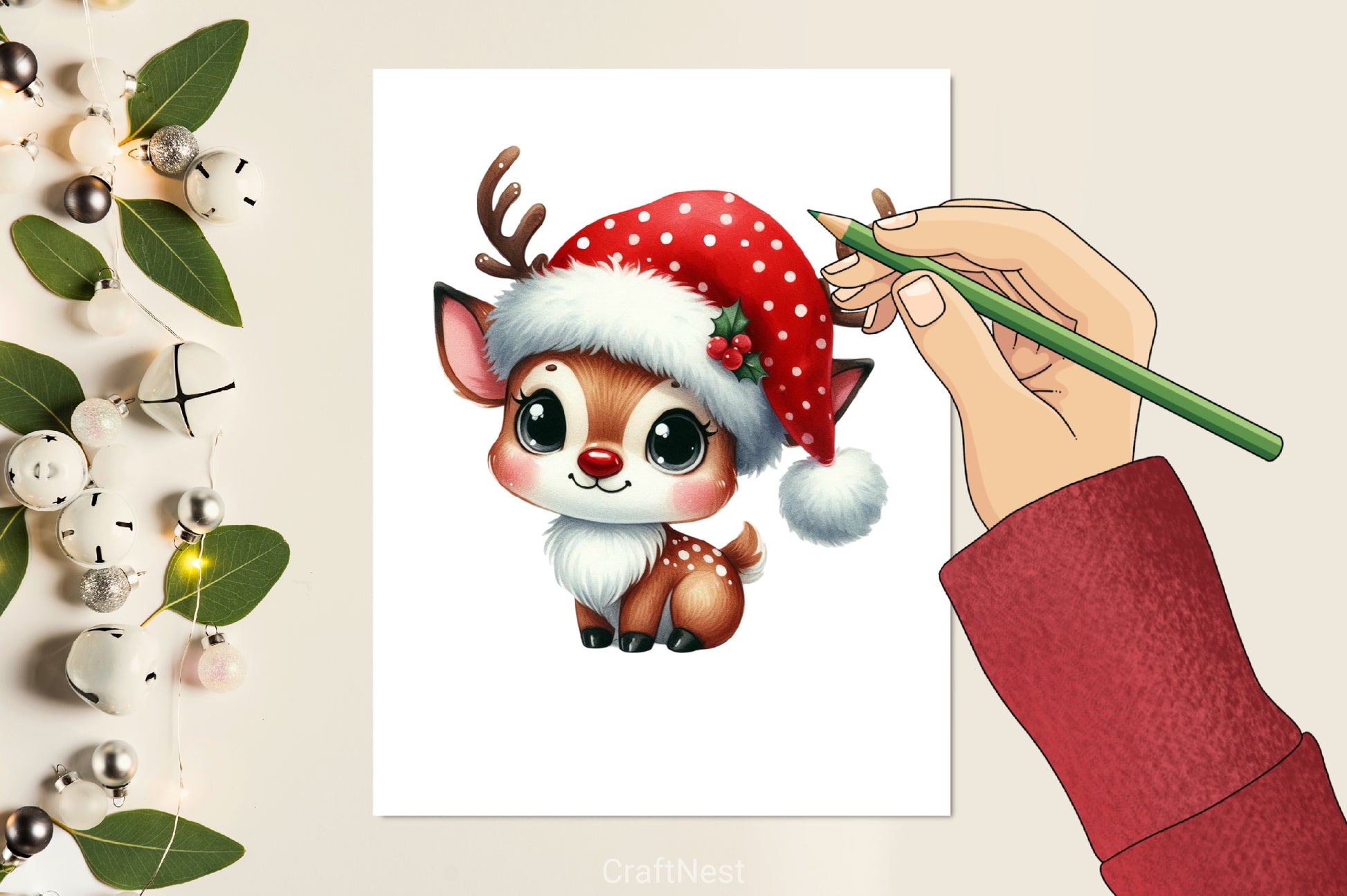 Funny Christmas Reindeer Clipart Bundle - CraftNest - Digital Crafting and Art