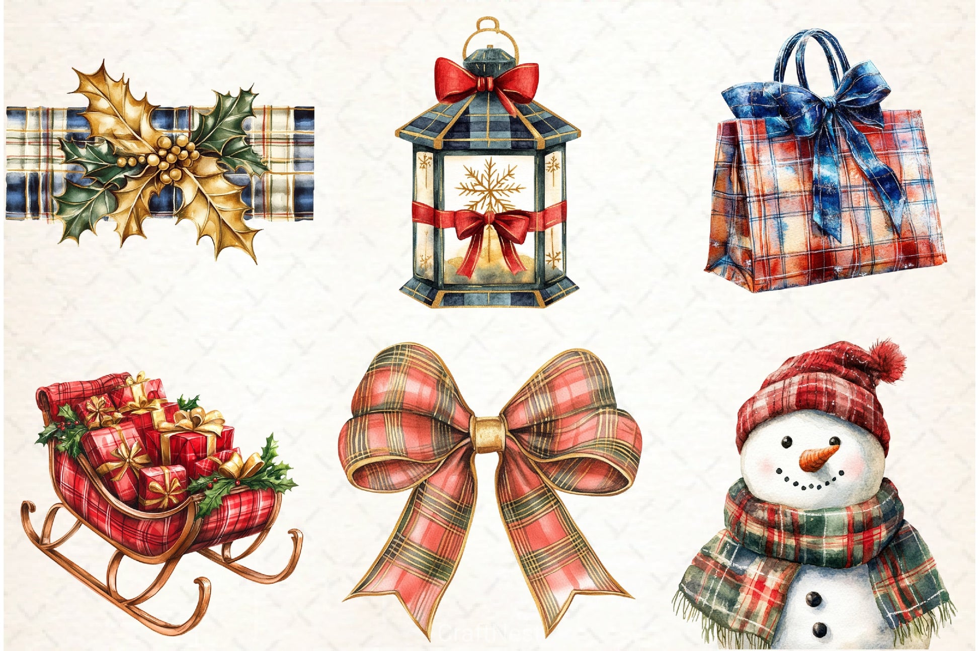 Luxury Plaid Christmas Clipart Bundle - CraftNest - Digital Crafting and Art