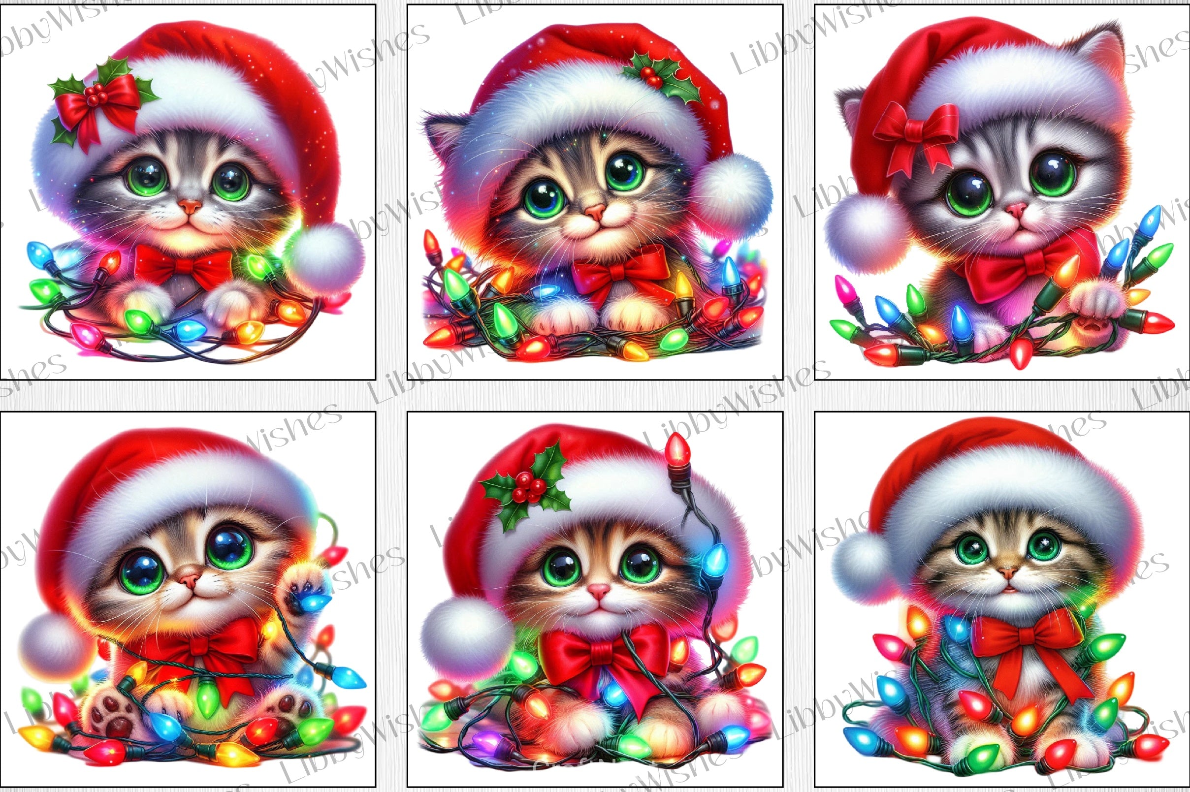 Christmas Cat Light Clipart Bundle - CraftNest - Digital Crafting and Art
