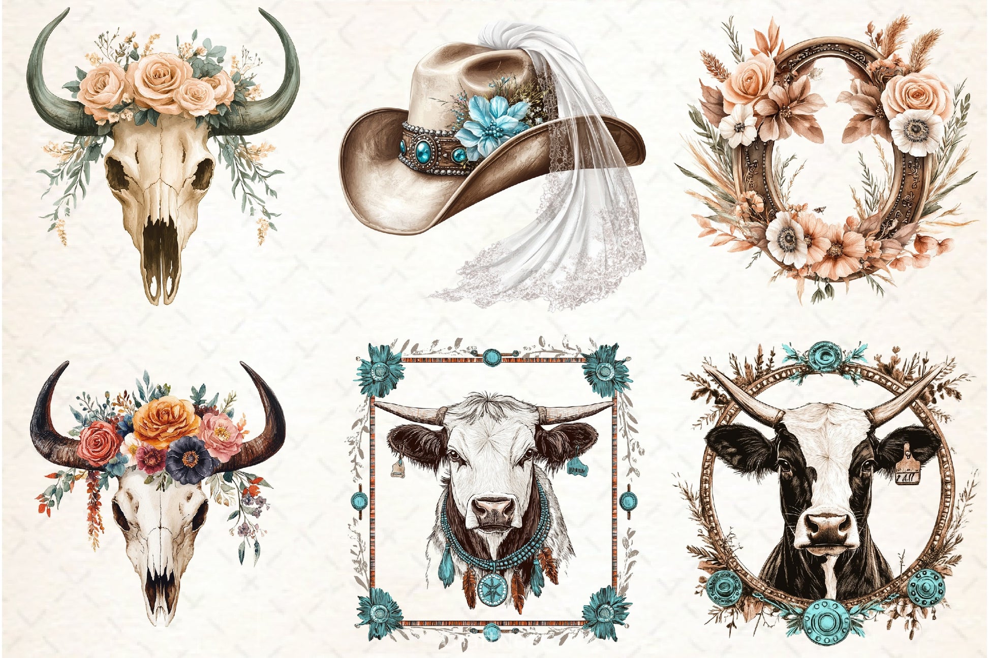 Western Boho Wedding Clipart Bundle 7 - CraftNest - Digital Crafting and Art