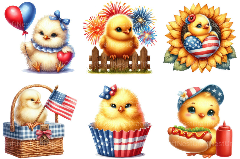 4th of July Chick Sublimation Clipart - CraftNest - Digital Crafting and Art
