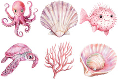 Pink Ocean Animals Clipart - CraftNest - Digital Crafting and Art