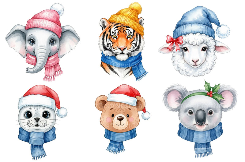 Cute Christmas Animals Clipart Bundle - CraftNest - Digital Crafting and Art