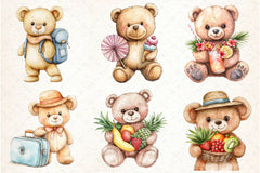 Summer Teddy Bear Clipart Bundle 3 - CraftNest - Digital Crafting and Art