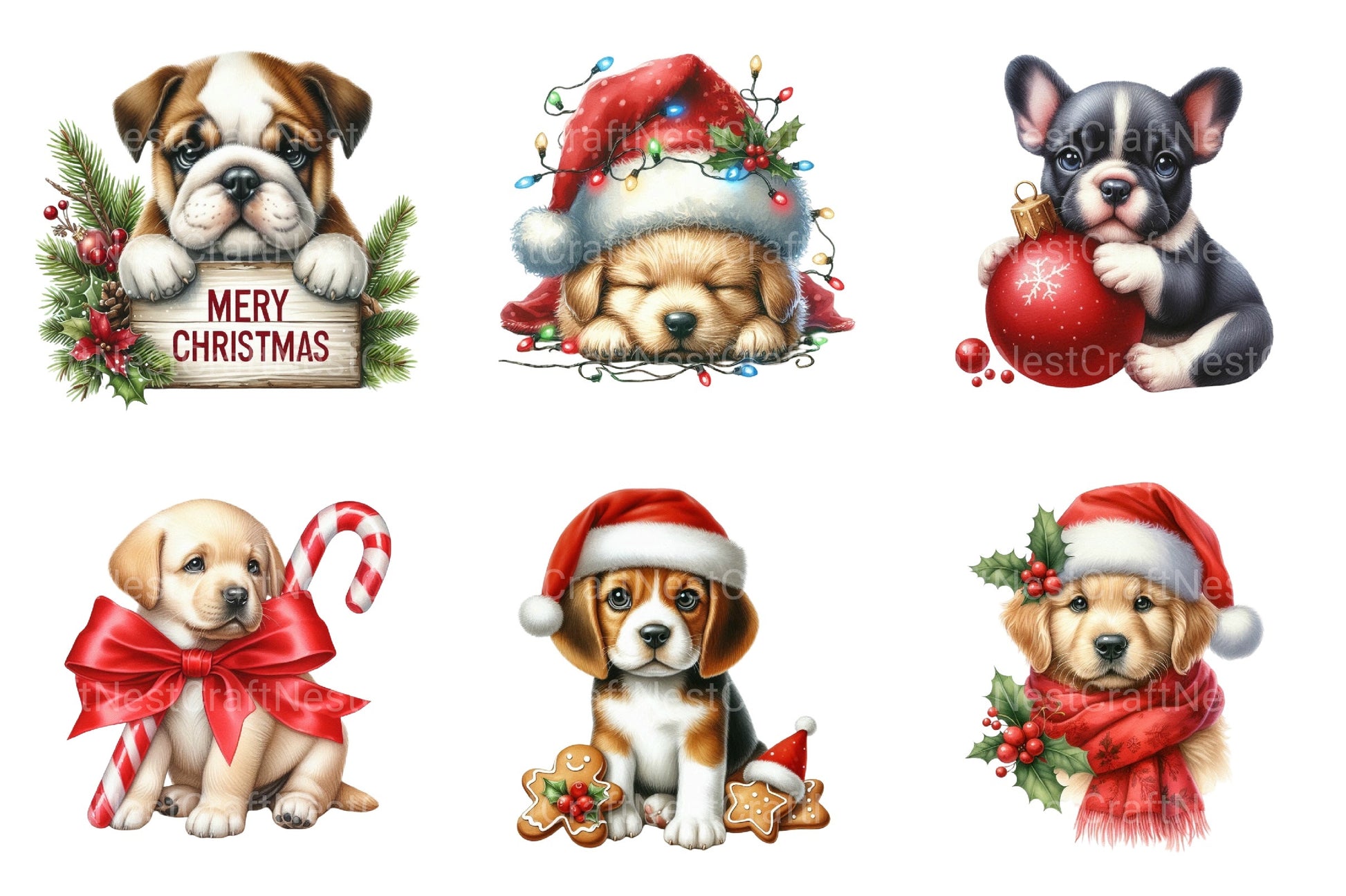 Christmas Puppies Clipart Bundle - CraftNest - Digital Crafting and Art