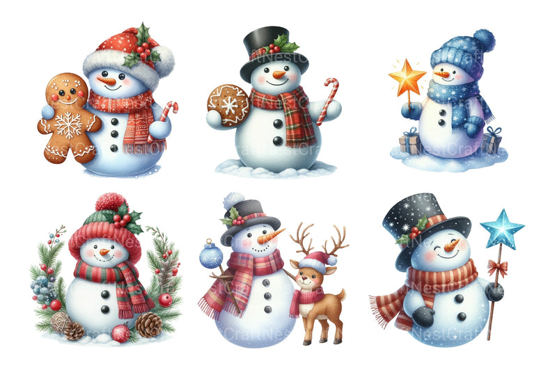Christmas Blue Snowman Clipart Bundle - CraftNest - Digital Crafting and Art