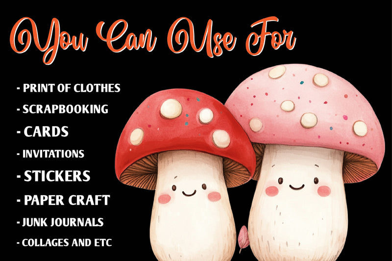 Cute Magic Fairy Mushroom Clipart Bundle - CraftNest - Digital Crafting and Art