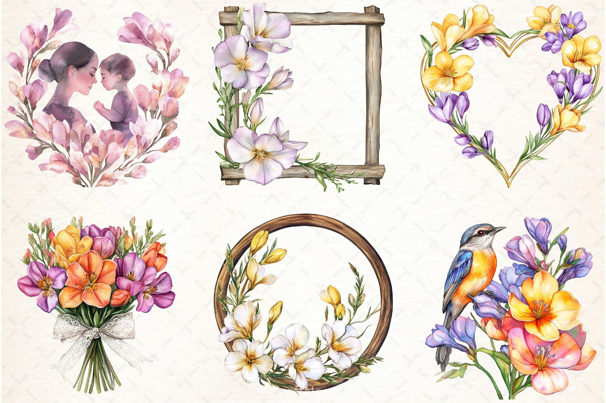 Freesia Mother's Day Clipart Bundle - CraftNest - Digital Crafting and Art