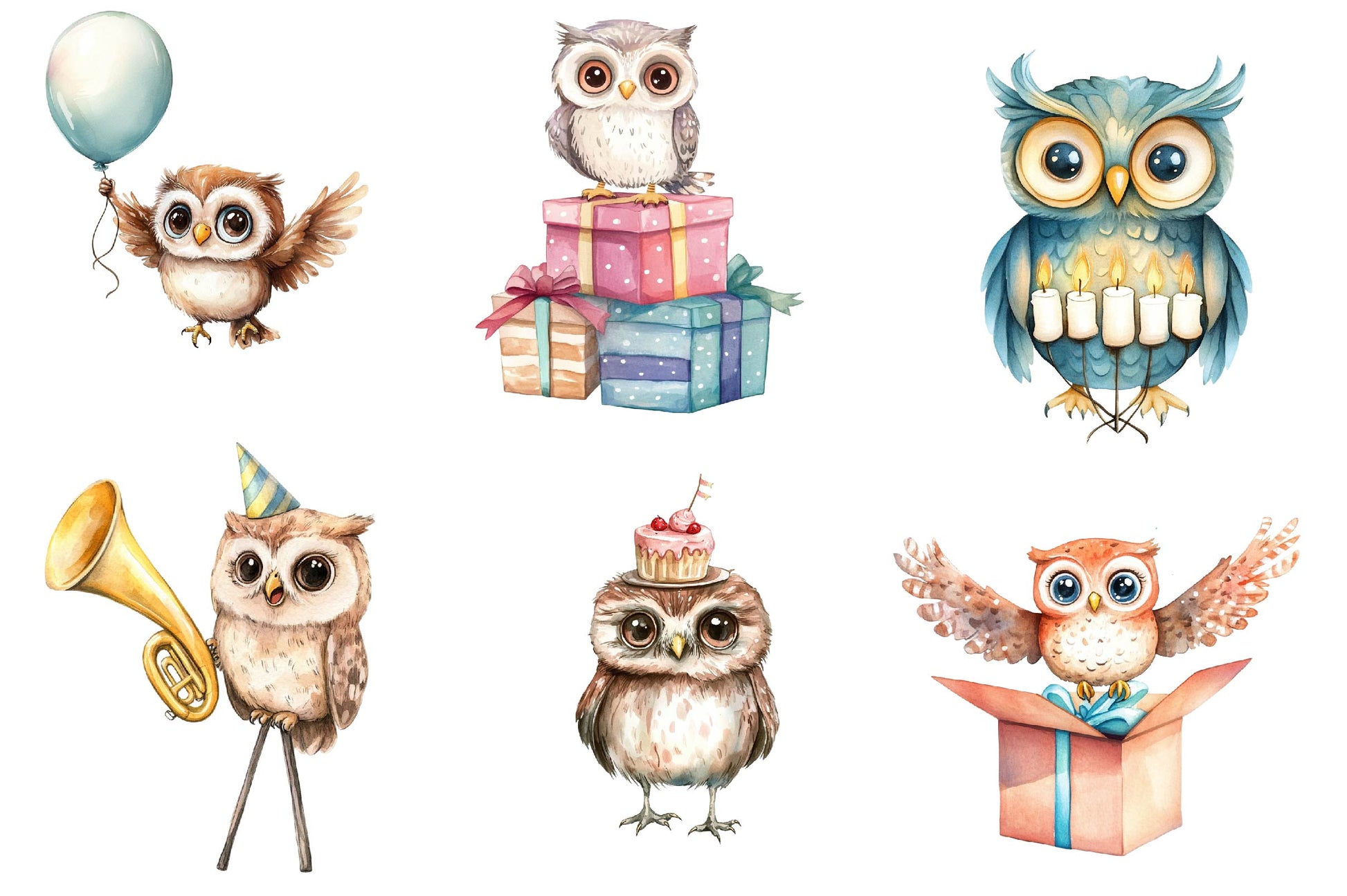 Baby Owl Birthday Owl Party Clipart Bundle - CraftNest - Digital Crafting and Art