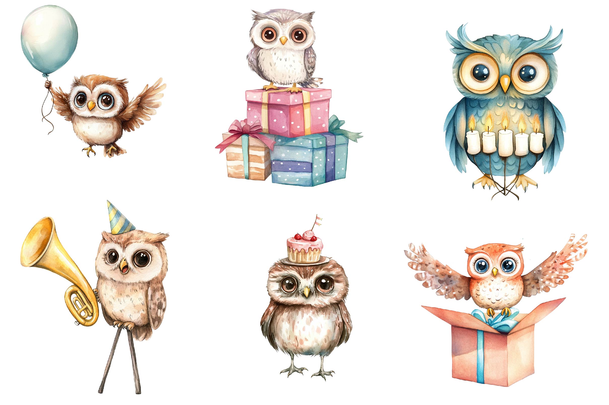 Baby Owl Birthday Owl Party Clipart Bundle - CraftNest - Digital Crafting and Art