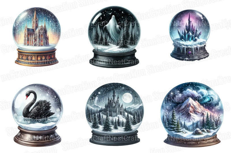 Gothic Christmas Ornaments Clipart Bundle - Transparent Background Graphics - CraftNest - Digital Crafting and Art