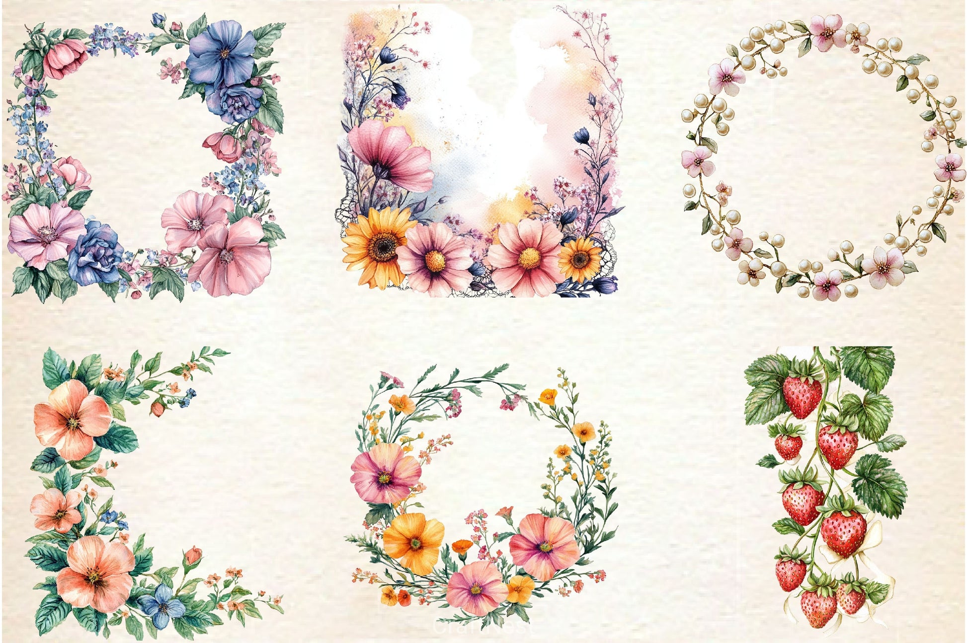 Summer Coquette Frames Borders Clipart Bundle - CraftNest - Digital Crafting and Art