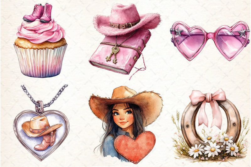 Cowgirl Party Clipart Bundle - CraftNest - Digital Crafting and Art