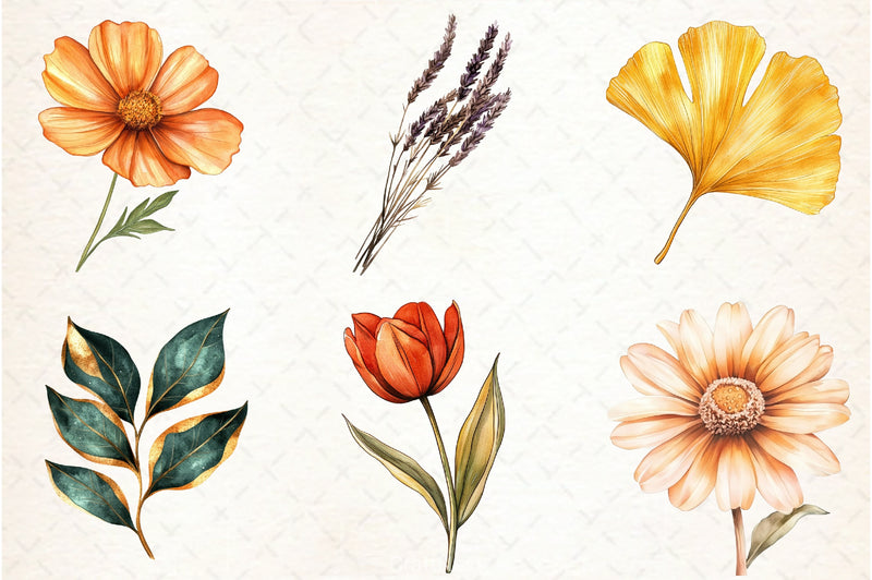 Fall Flowers & Leaves Clipart Bundle - CraftNest - Digital Crafting and Art