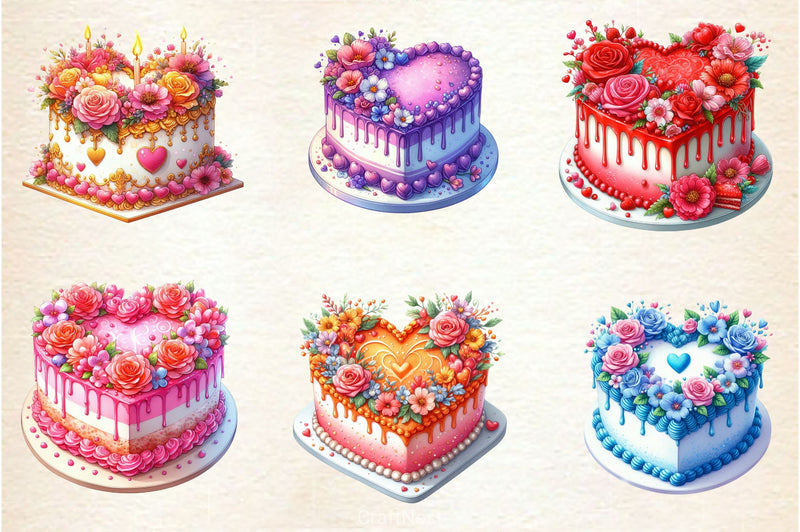 Valentine Cake Clipart Bundle 2 - CraftNest - Digital Crafting and Art