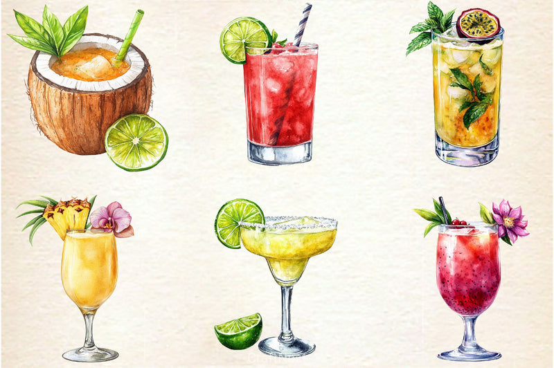 Tropical Beach Drink Summer Clipart Bundle - CraftNest - Digital Crafting and Art