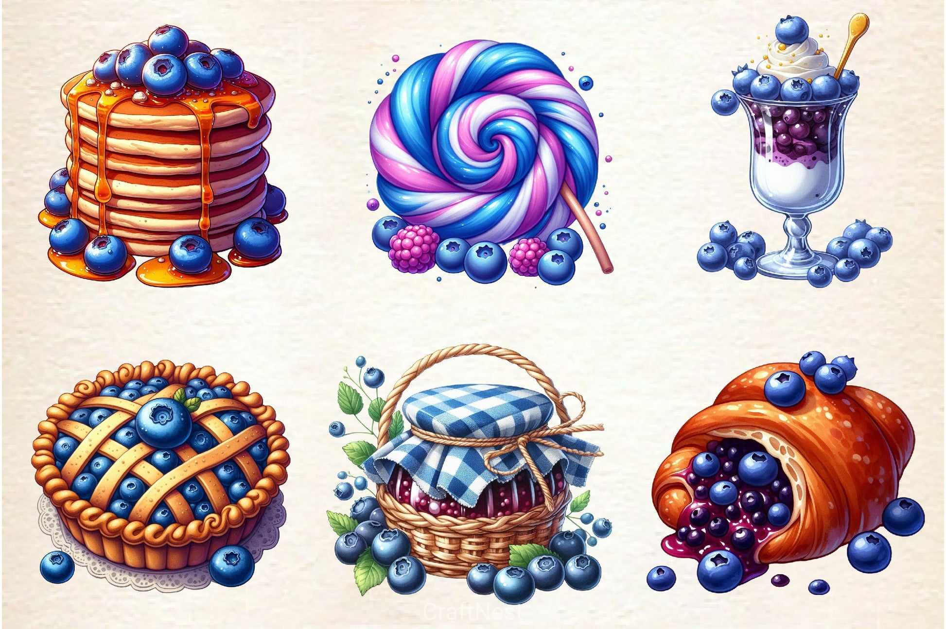 Summer Blueberry Sweet Clipart Bundle 2 - CraftNest - Digital Crafting and Art