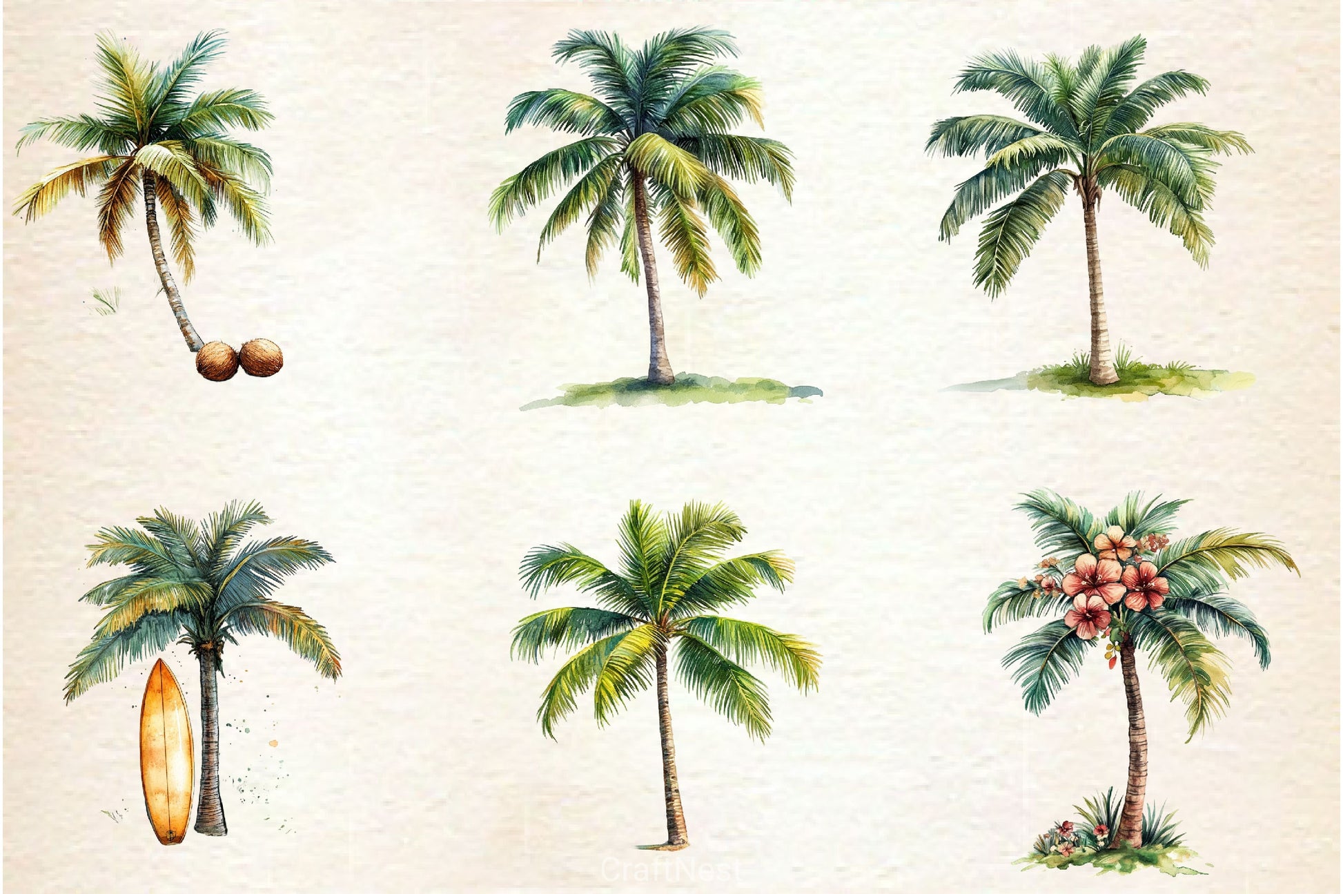 Summer Palm Tree Clipart Bundle 2 - CraftNest - Digital Crafting and Art