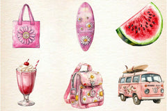 Pink Groovy Summer Clipart Bundle - CraftNest - Digital Crafting and Art