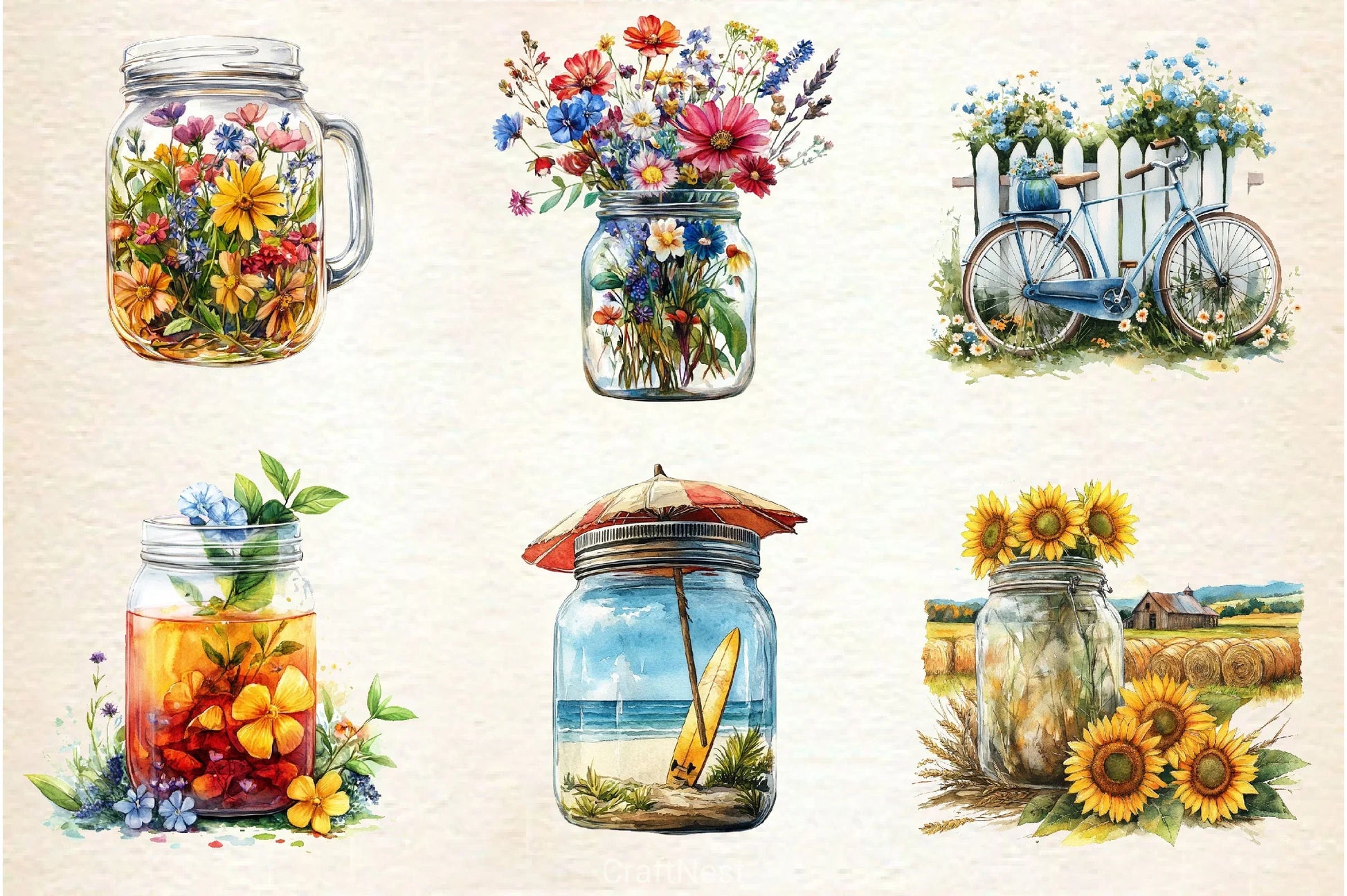 Summer View In Jar Clipart Bundle - CraftNest - Digital Crafting and Art