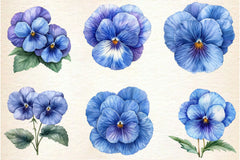 Blue Pansy Flower Clipart Bundle - CraftNest - Digital Crafting and Art