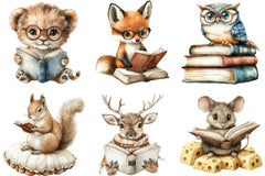 Animals Love Reading Clipart 1 - CraftNest - Digital Crafting and Art