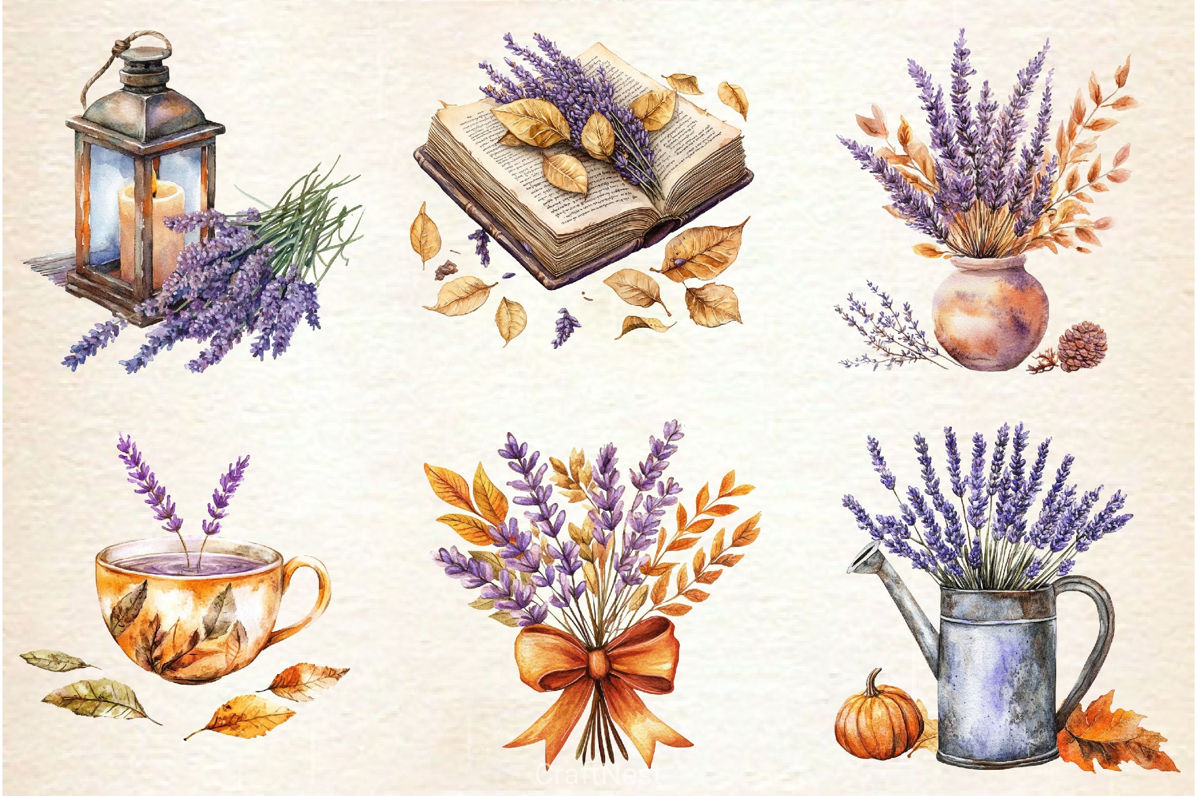 Lavender Fall Clipart Bundle 2 - CraftNest - Digital Crafting and Art
