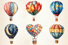 Summer Whimsical Hot Air Balloons Clipart Bundle - CraftNest - Digital Crafting and Art