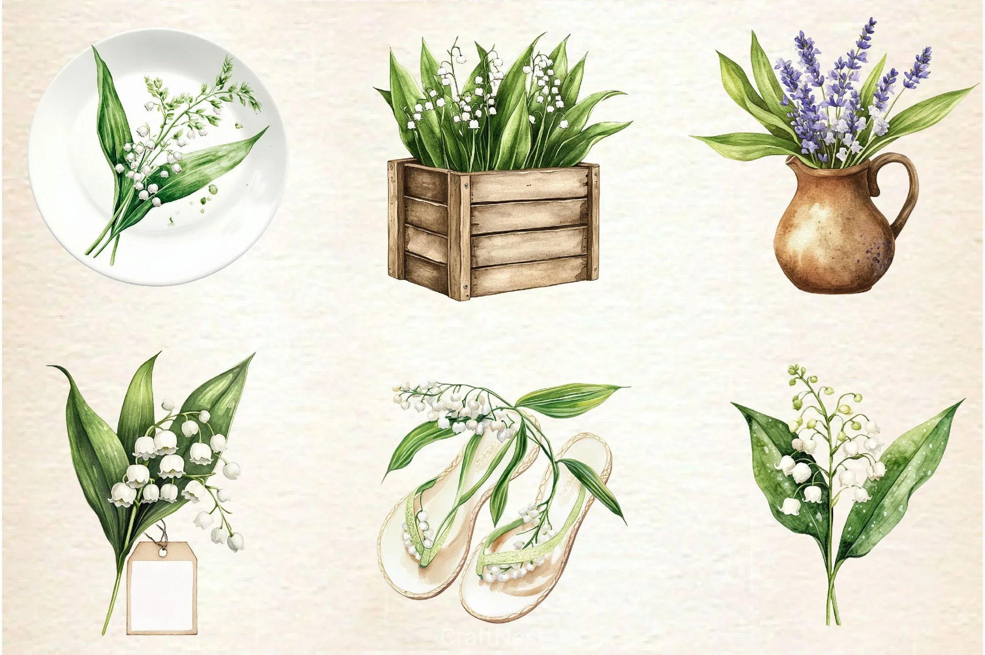 Summer Lily Of The Valley Flower Clipart Bundle - CraftNest - Digital Crafting and Art