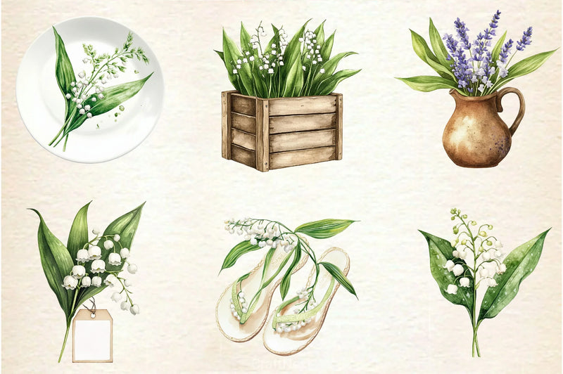 Summer Lily Of The Valley Flower Clipart Bundle - CraftNest - Digital Crafting and Art