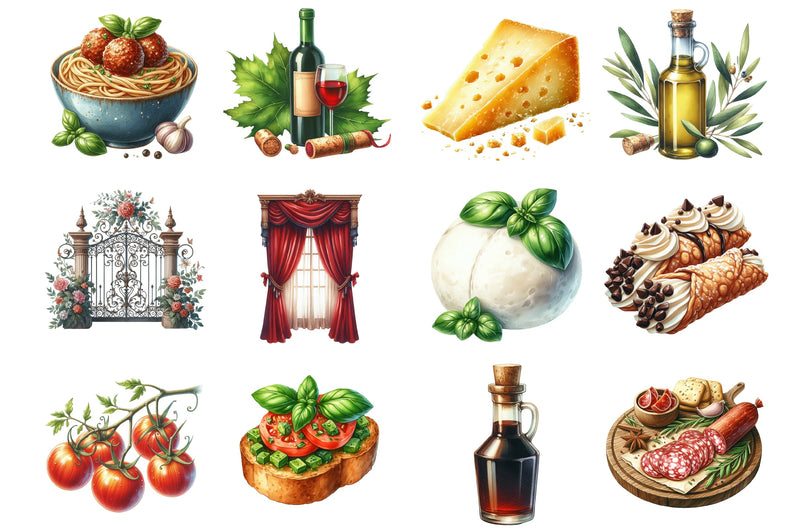 Italian Food Clipart Bundle - CraftNest - Digital Crafting and Art