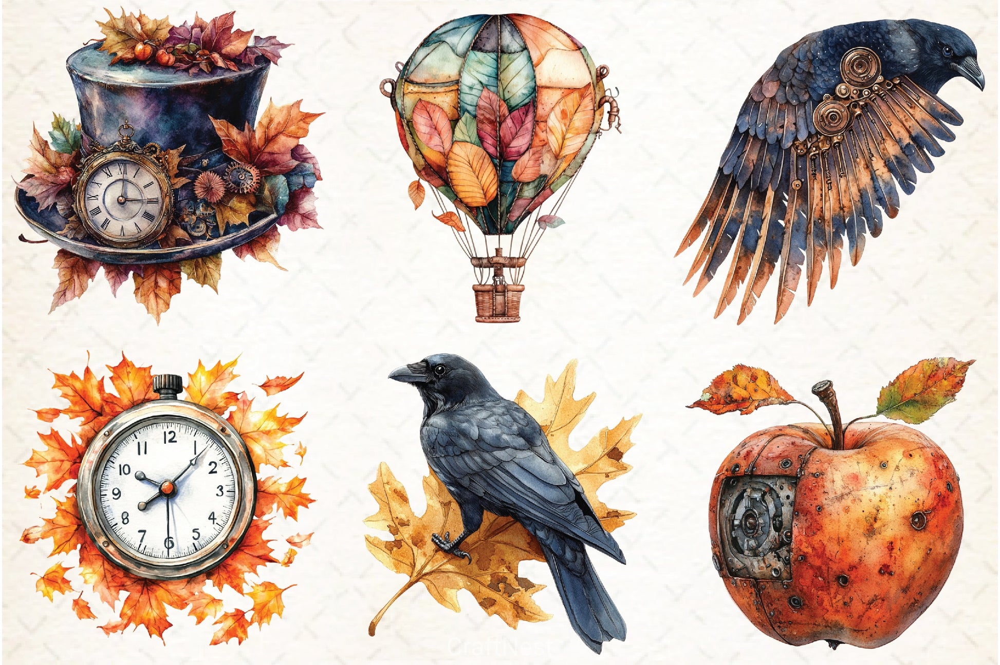 Steampunk Autumn Clipart Bundle 6 - CraftNest - Digital Crafting and Art
