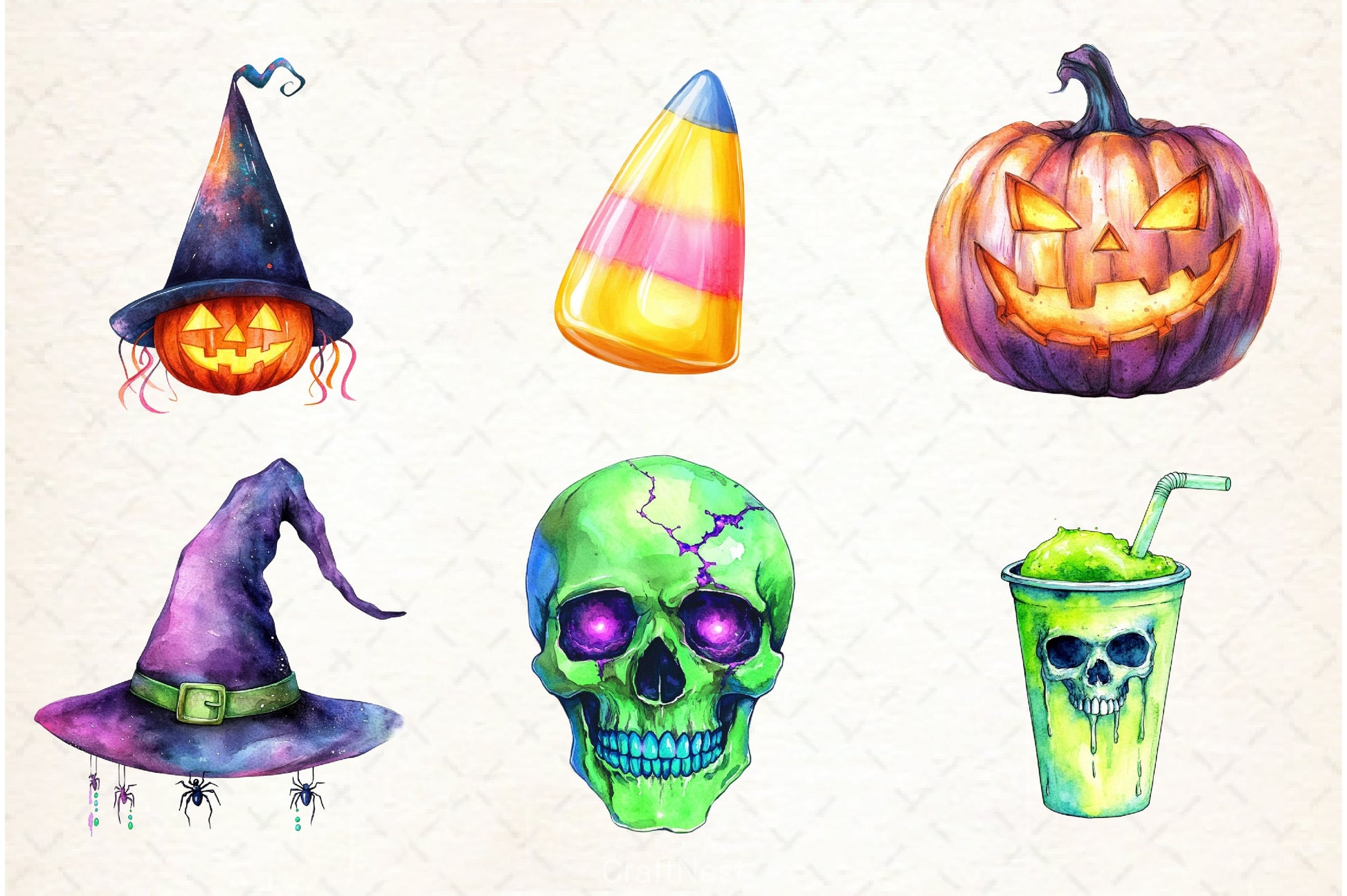 Neon Halloween Clipart Bundle - CraftNest - Digital Crafting and Art