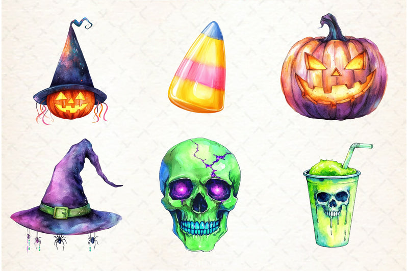 Neon Halloween Clipart Bundle - CraftNest - Digital Crafting and Art