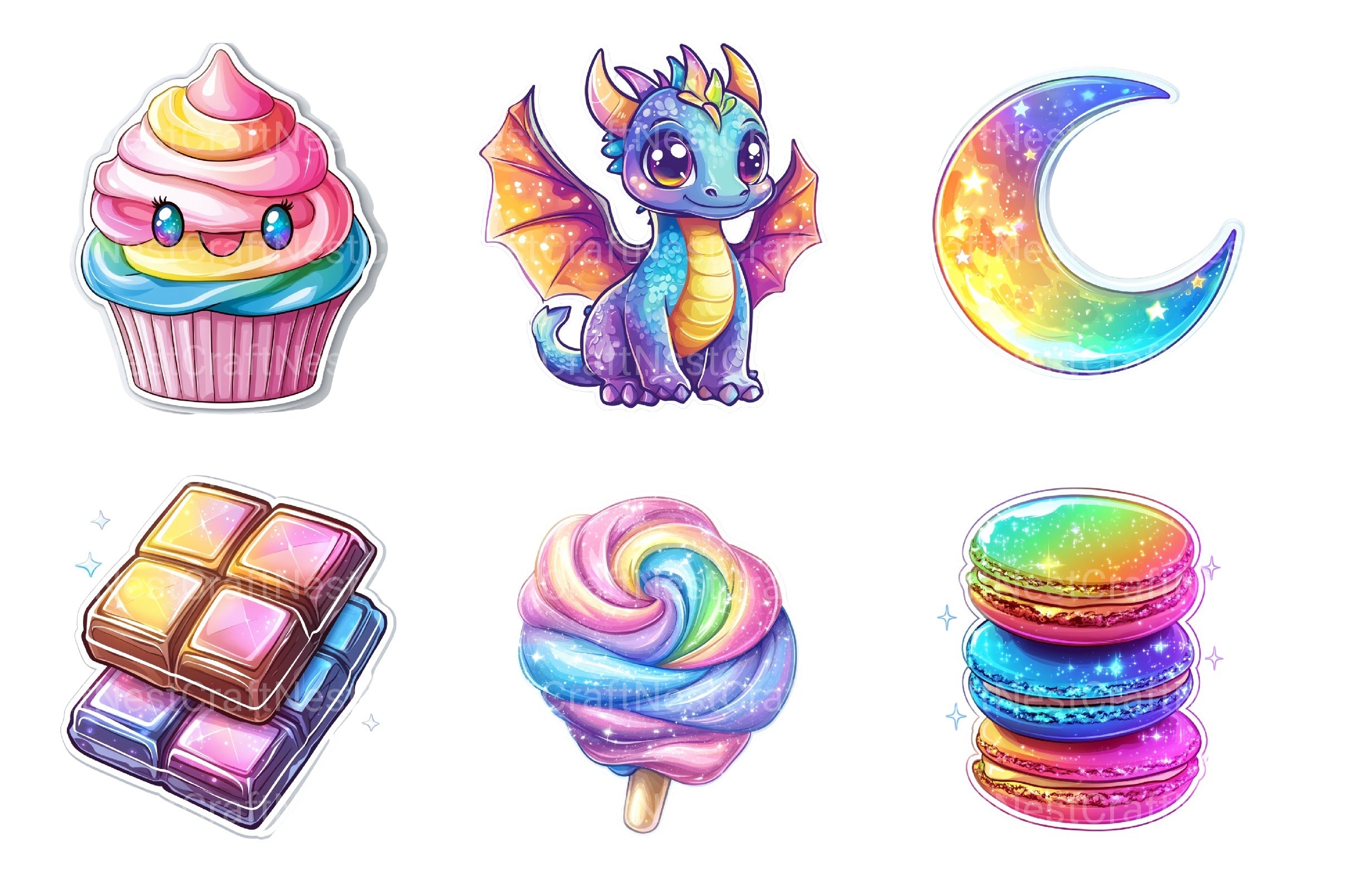Holographic Stickers Clipart Bundle - CraftNest - Digital Crafting and Art