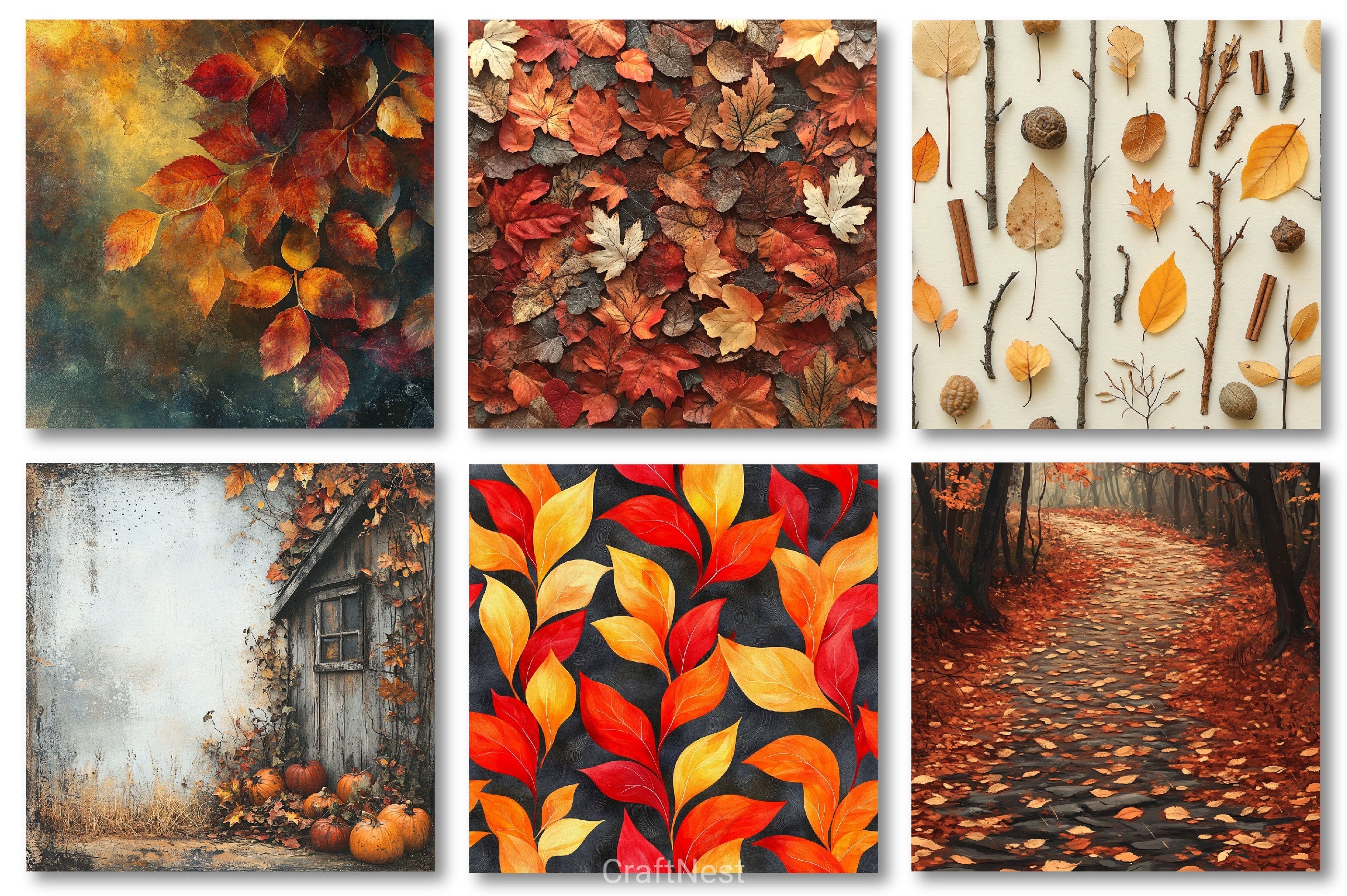 Autumn Digital Backgrounds Clipart Bundle - CraftNest - Digital Crafting and Art