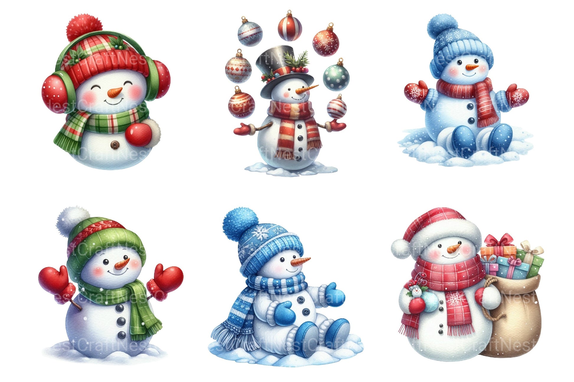 Festive Snowman Clipart Bundle 2 - CraftNest - Digital Crafting and Art