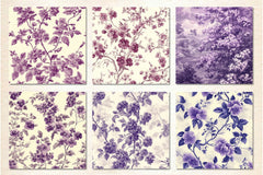Purple Toile Creeping Phlox Flower Digital Papers - CraftNest - Digital Crafting and Art