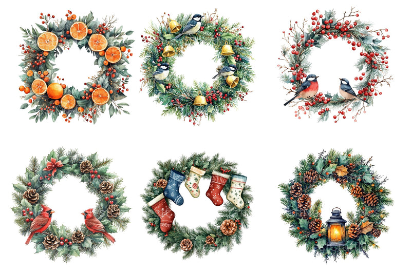 Christmas Wreath Clipart Bundle 88 - CraftNest - Digital Crafting and Art