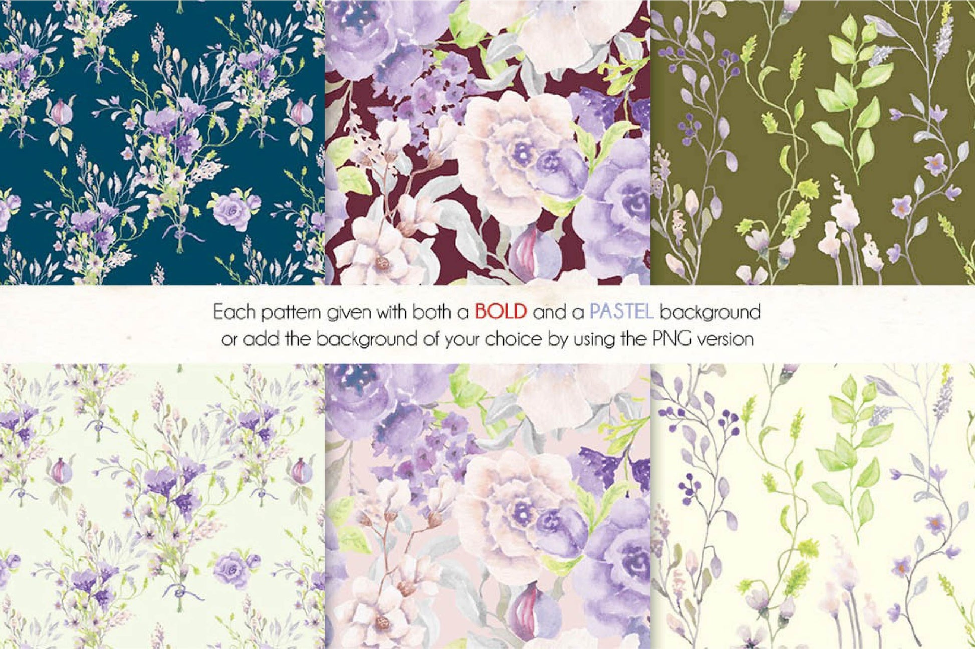 Floral Patterns In Purple And Blush Clipart Bundle - CraftNest - Digital Crafting and Art