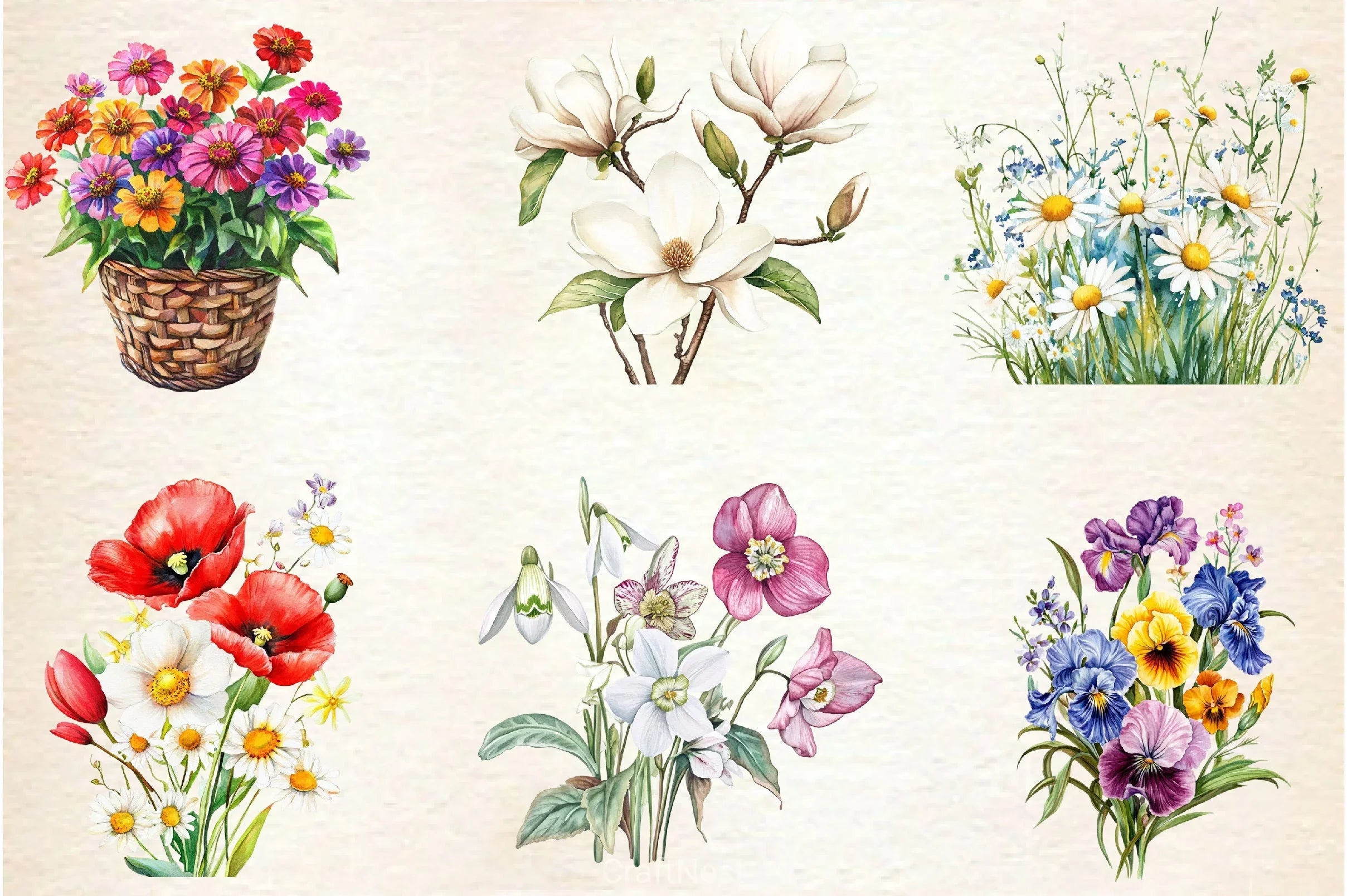 Fresh Spring Flower Clipart Bundle - CraftNest - Digital Crafting and Art