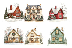 Christmas Houses Clipart Bundle - CraftNest - Digital Crafting and Art